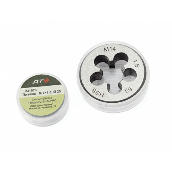 Плашка, HSS9341, M14*1.5 мм, Ø38 ДЕЛО ТЕХНИКИ 233145