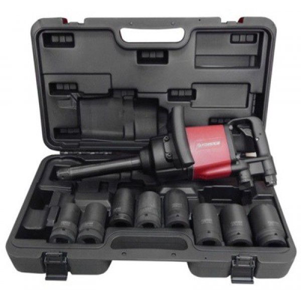 1" Пневмогайковерт Forsage  3390Нм с длинным валом и комплектом ударных головок (27-41мм) 9пр. (потребление 282л/мин) в кейсе F-SM-47-4072LK