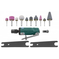 JONNESWAY JAG-0903FMK Набор инструмента: Бормашинка пневматическая L-120 мм, патрон 6 мм, 25000 об/мин, 113 л/мин, с насадками, 15 предметов