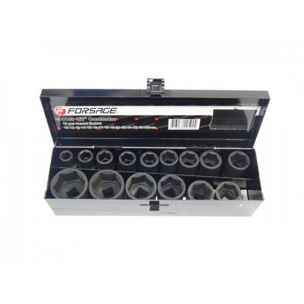 Forsage  1/2" Набор головок ударных, 15пр. 1/2" 6гр.(10,12,13,14,15,16,17,18,19,21,22,24,27,30,32мм),в метал. кейсе F-4159-5MPB