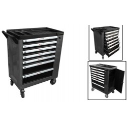 F-1141127(126) Forsage Тележка инструментальная 7-ми полочная (черная), с дополнительной боковой секцией, 600х840х980 (полки:65х400х530-5шт,140х400х530мм-2шт)