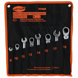 Набор комб.трещоточных ключей (АвтоDело) 8шт.(сумка) 30029
