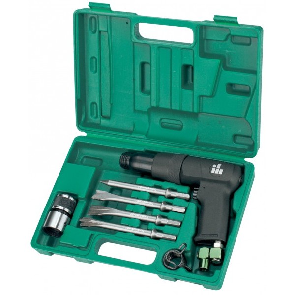 JONNESWAY  Набор инструмента: Молоток пневматический (низкая вибрация) 2100 уд/мин, 128 л/мин и комплект насадок, 8 предметов JAH-303HK