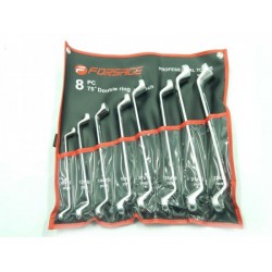 Набор ключей накидных Forsage 5084P отогнутых на 75 граддусов 8 предметов на полотне