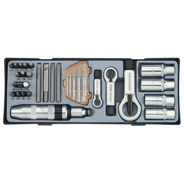 Набор инструмента 33пр.: для откручивания поврежденных болтов,гаек и шпилек в лотке  ROCK FORCE RF-T5331