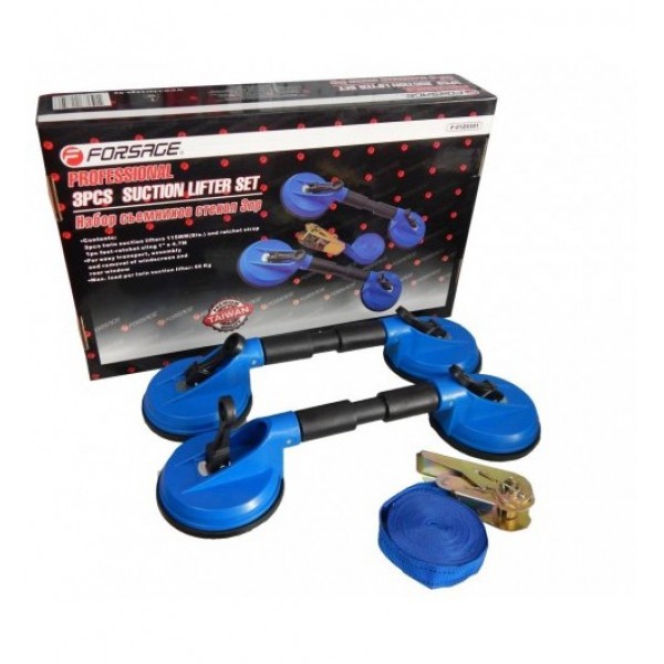 Forsage Набор съемников стекол 60кг. 3пр. (стеклодомкрат двухзажимной плавающий - 2шт, стяжка груза с трещоткой) F-63404S