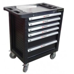 F-1141116 Forsage Тележка 6 полок(черная)с пластиковой защитой корпуса и металлической крышкой+2боковые перфорации,460х770х900(полки:65х400х530-4шт,140х400х530мм-2шт)