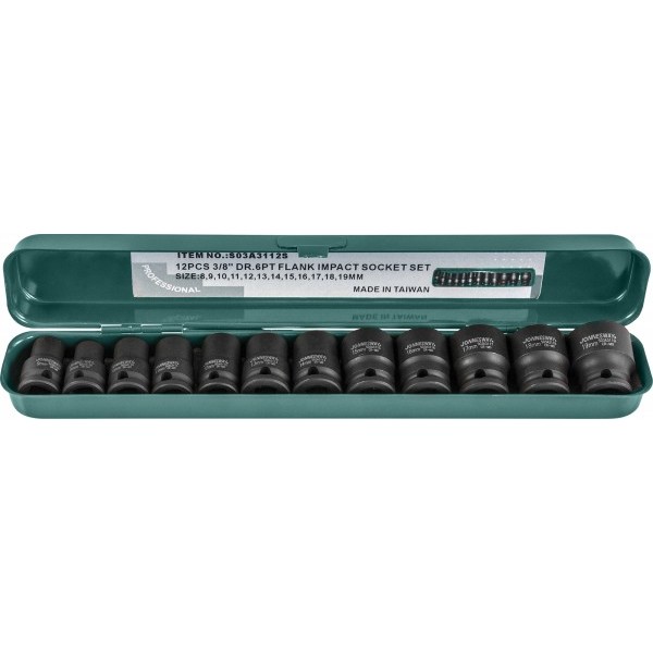 JONNESWAY  Набор ударных торцевых головок 3/8"DR 8-19 мм, 12 предметов S03A3112S