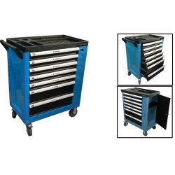 F-1141127B(126B) Forsage Тележка инструментальная 7-ми полочная (синяя), с дополнительной боковой секцией, 600х840х980 (полки:65х400х530-5шт,140х400х530мм-2шт)