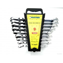 PARTNER PA3009FM НАБОР КЛЮЧЕЙ КОМБИНИРОВАННЫХ ТРЕЩОТОЧНЫХ С ШАРНИРОМ 9ПР. 8,10,12,13,14,16,17,18,19ММ