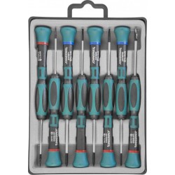 JONNESWAY D3750P08S Набор отверток для точной механики 50 мм шлиц 1.0-3.0  и крест PH#0.00-1, 8 предметов