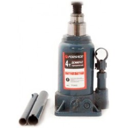 F-TF0402 Forsge Домкрат бутылочный двухштоковый с клапаном, 4т(подхват-230мм, подъем-565мм, ход штока-280мм, ход выкручиваемого винта-55мм)