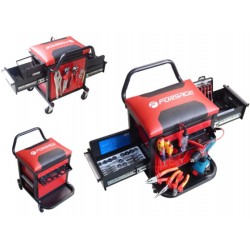 F-01Z0467 Forsage Стул-тележка для автослесаря (две полки выдвижных на "салазках" с подшипниками - 250х170х100мм; две полки навесных - 290х55мм, 310х115мм; перфорация