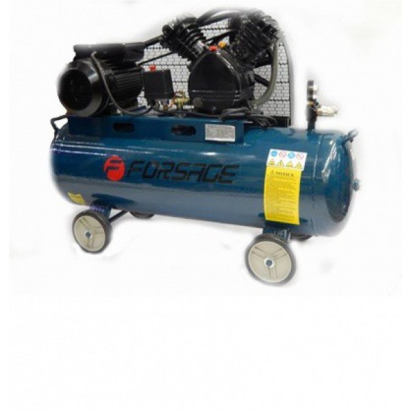 Компрессор Forsage   100 л 2-х поршневой с ременным приводом (2.2кВт, ресивер 100л, 250л/м, 220В) F-TB265-100