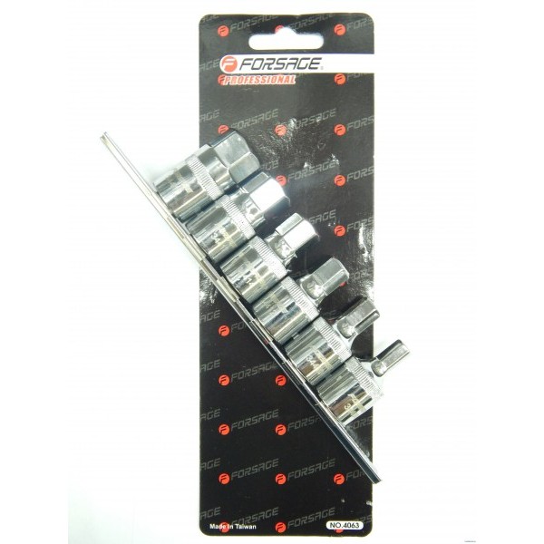 Forsage 4063 1/2" Набор головок-6-гранников для маслосливных пробок 6пр.(8,10,12,14,17,19) на планке F-4063