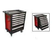 F-1141117R Forsage Тележка инструментальная 7-и полочная(красная) с пластиковой защитой корпуса+2боковые перфорации,460х770х980(полки:65х400х530-5шт,140х400х530мм-2шт)