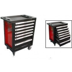 F-1141117R Forsage Тележка инструментальная 7-и полочная(красная) с пластиковой защитой корпуса+2боковые перфорации,460х770х980(полки:65х400х530-5шт,140х400х530мм-2шт)