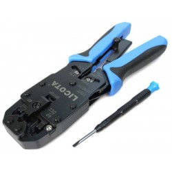 Licota ACP-600AR Инструмент для обжима коннекторов RJ-45, RJ-11/12 и зачистки витой пары с трещоткой