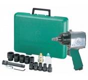 JONNESWAY JAI-0501K (JAI-0401K) Набор инструмента: Гайковерт пневматический 1/2"DR 7000 об/мин, 610 Nm, и торцевые головки ударные 9-27 мм, 17 предметов