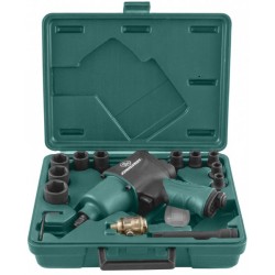 JONNESWAY JAI-1044K Набор инструмента: Гайковерт пневматический 1/2"DR 8000 об/мин, 780 Nm, и торцевые головки ударные 9-27мм, 17 предметов