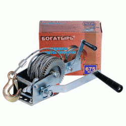 Лебедка шестеренчатая 675 кгс.(сталь.трос 10м.) (АвтоDело) 43675