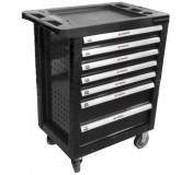 F-1141117 Forsage Тележка инструментальная 7-и полочная(черная) с пластиковой защитой корпуса+2боковые перфорации,460х770х980(полки:65х400х530-5шт,140х400х530мм-2шт)