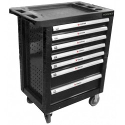 F-1141117 Forsage Тележка инструментальная 7-и полочная(черная) с пластиковой защитой корпуса+2боковые перфорации,460х770х980(полки:65х400х530-5шт,140х400х530мм-2шт)