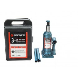 F-T90304S Forsage Домкрат бутылочный  3 т с клапаном (h min 180мм, h max 350мм,вес 3,8 кг) в кейсе