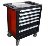 F-1141116R Forsage Тележка 6 полок(красная)с пластиковой защитой корпуса и металлической крышкой+2боковые перфорации,460х770х900(полки:65х400х530-4шт,140х400х530мм-2шт)