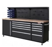 F-01Y0109 Forsage Верстак металлический передвижной 485х1480х2130мм (перфорация: 530х2130мм, деревянная столешница: 40х485х2130мм, шкаф одностворчатый: 460х590х680мм;