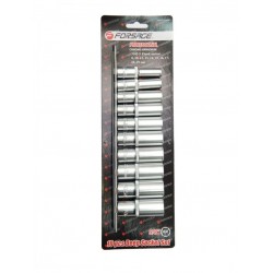 Forsage F-3102-5 3/8" Набор головок глубоких 6гр. 10пр. (8,10,12-19мм.) на планке