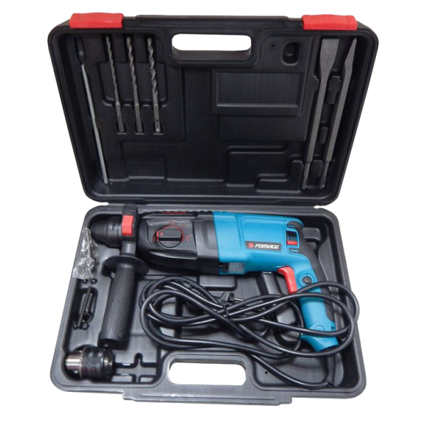 Перфоратор Forsage electro  (980 W, SDS, 0-1100 об/мин, 4-26 мм, шнур 3м) с комплектом насадок + патрон RH26-980EC Plus