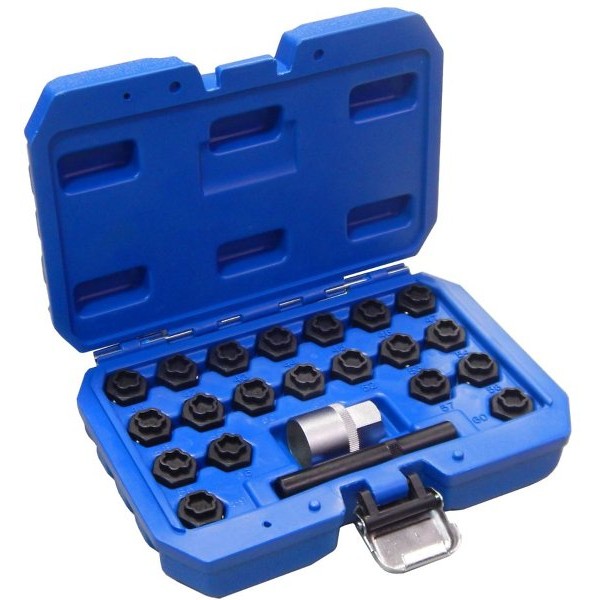 Набор головок для секретных колесных болтов BMW, 21пр. (размерный номер 41-60, головка гл. 17мм), в кейсе ROCK FORCE RF-302821 