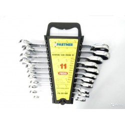 PARTNER PA-3011RM НАБОР КЛЮЧЕЙ КОМБИНИРОВАННЫХ ТРЕЩОТОЧНЫХ С РЕВЕРСОМ 11ПР. 8,10,11,12,13,14,15,16,17,18,19ММ